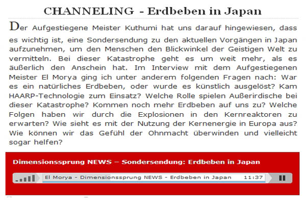 Channeling zum Erdbeben in Japan